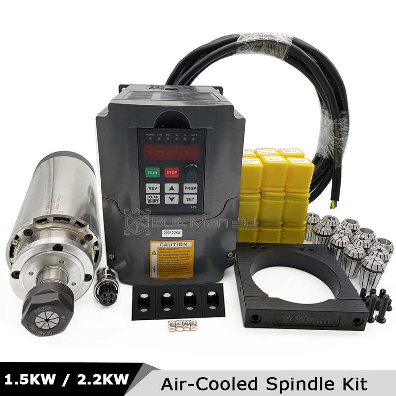 Kit moteur de broche CNC refro - Air Cooled 1.5Kw Spindle Motor Inverter 110V avis et prix